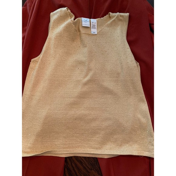 Vintage Bob Mackie Burnt Orange Suit, Blazer Pants 2 Gold Sparkle Shells Size L - Picture 7 of 11